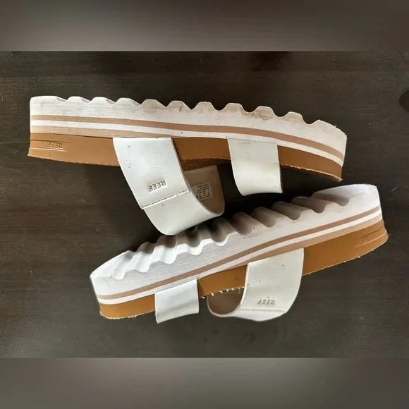 Reef Women's White and Tan Slide Sandals Size 8 - Picture 7 of 12